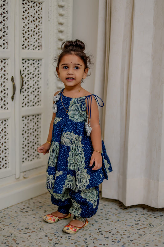 Girls Ethnic Sharara Set with Tassel Tie Straps – Multiple Colors