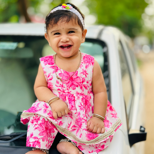 Beautiful Pink Flower Print Dress